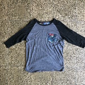 Pacsun On the Byas galaxy pocket baseball tee.